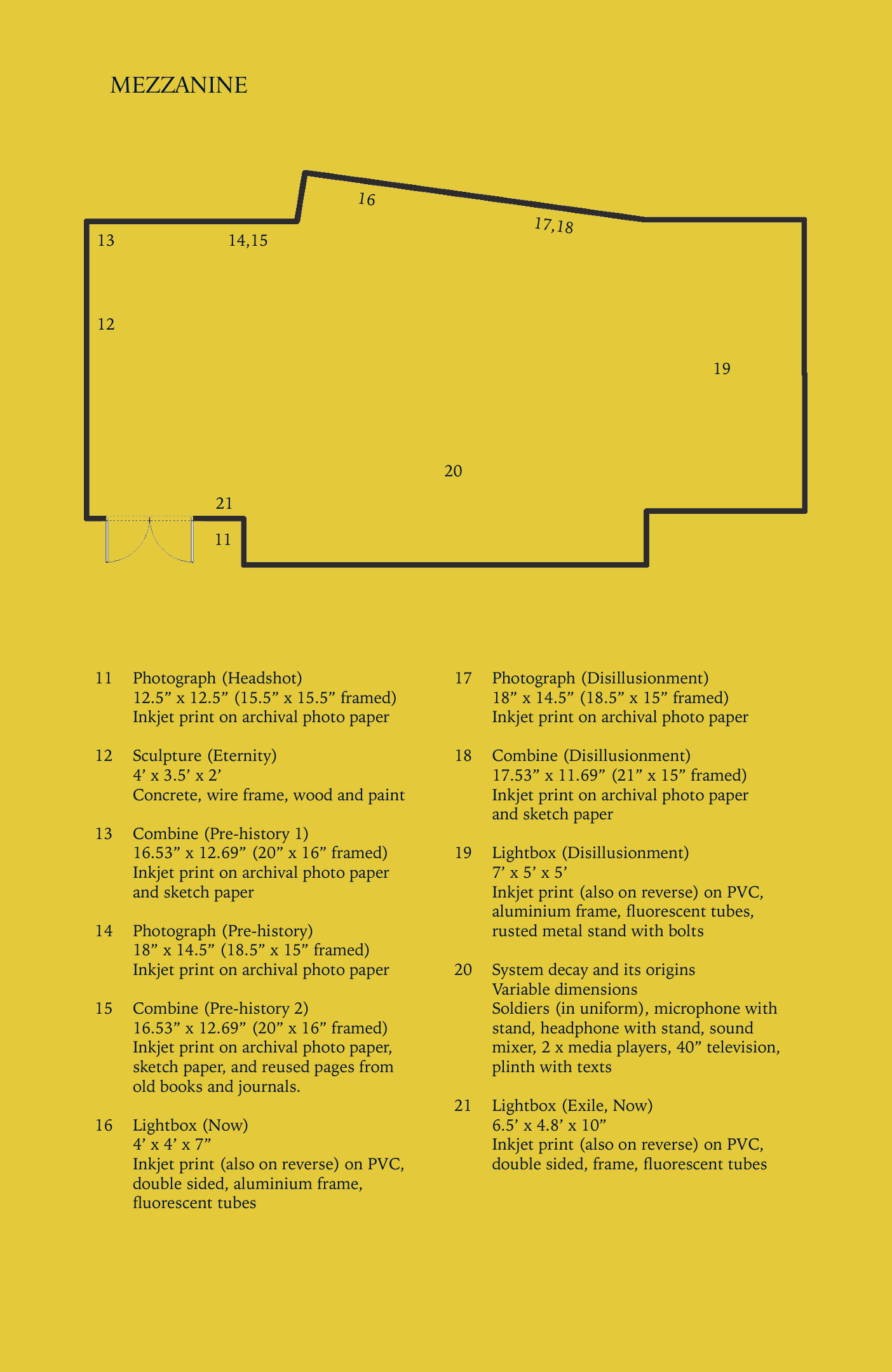 Mezzanine plan and artwork key