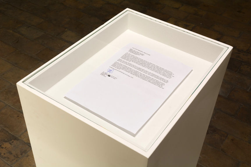 Script pages displayed on a wall