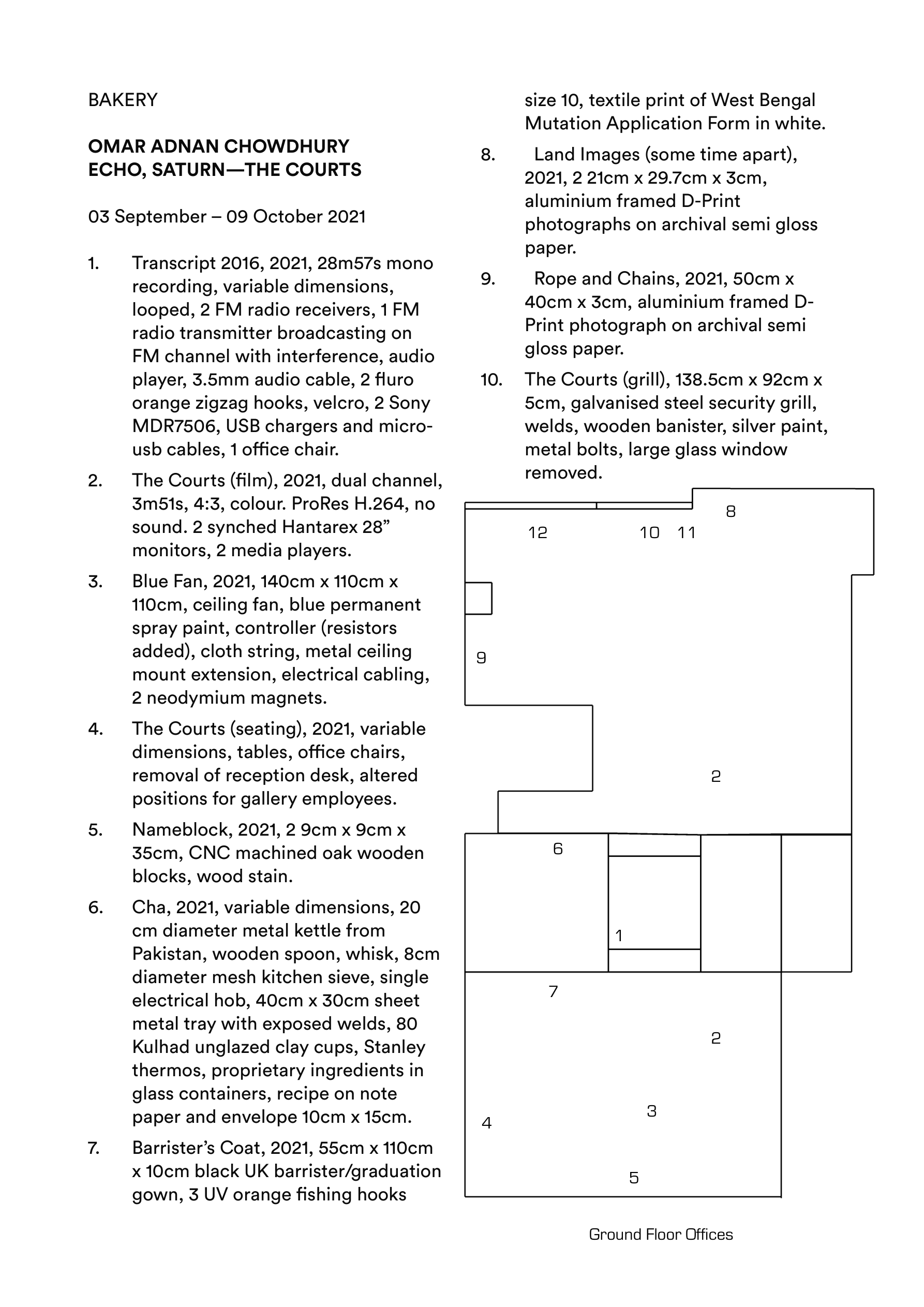 Ground-floor offices plan and artwork key