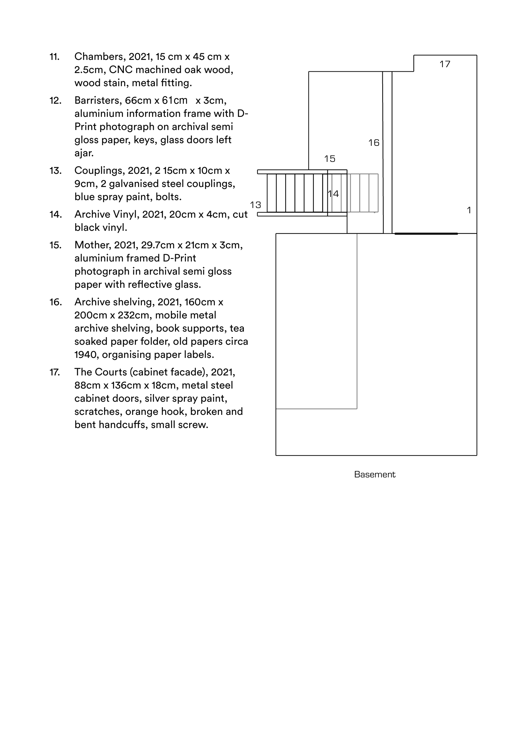 Basement plan and artwork key