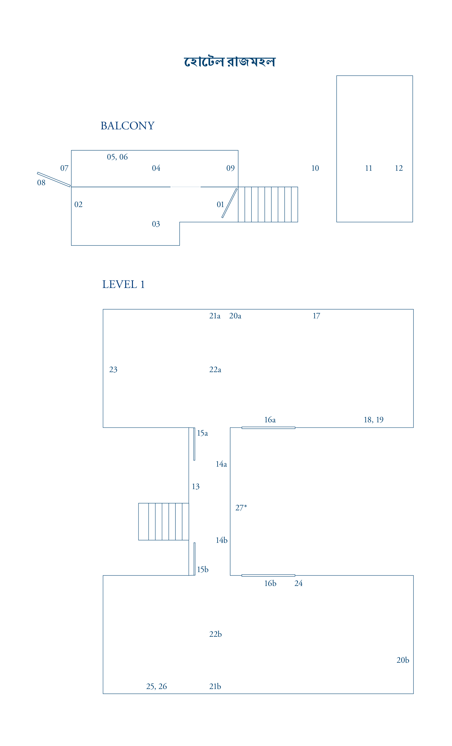 Balcony and level-one floor plans