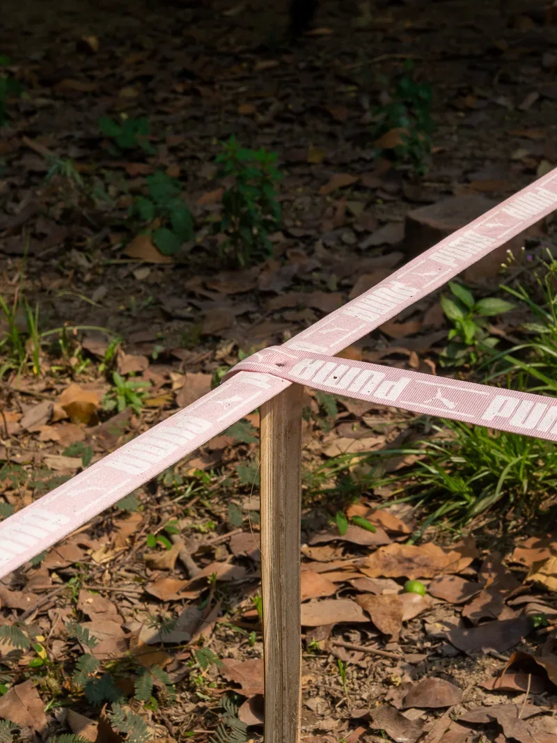 Pink webbing tracing the speculative replacement building at full scale across the Faydabad site