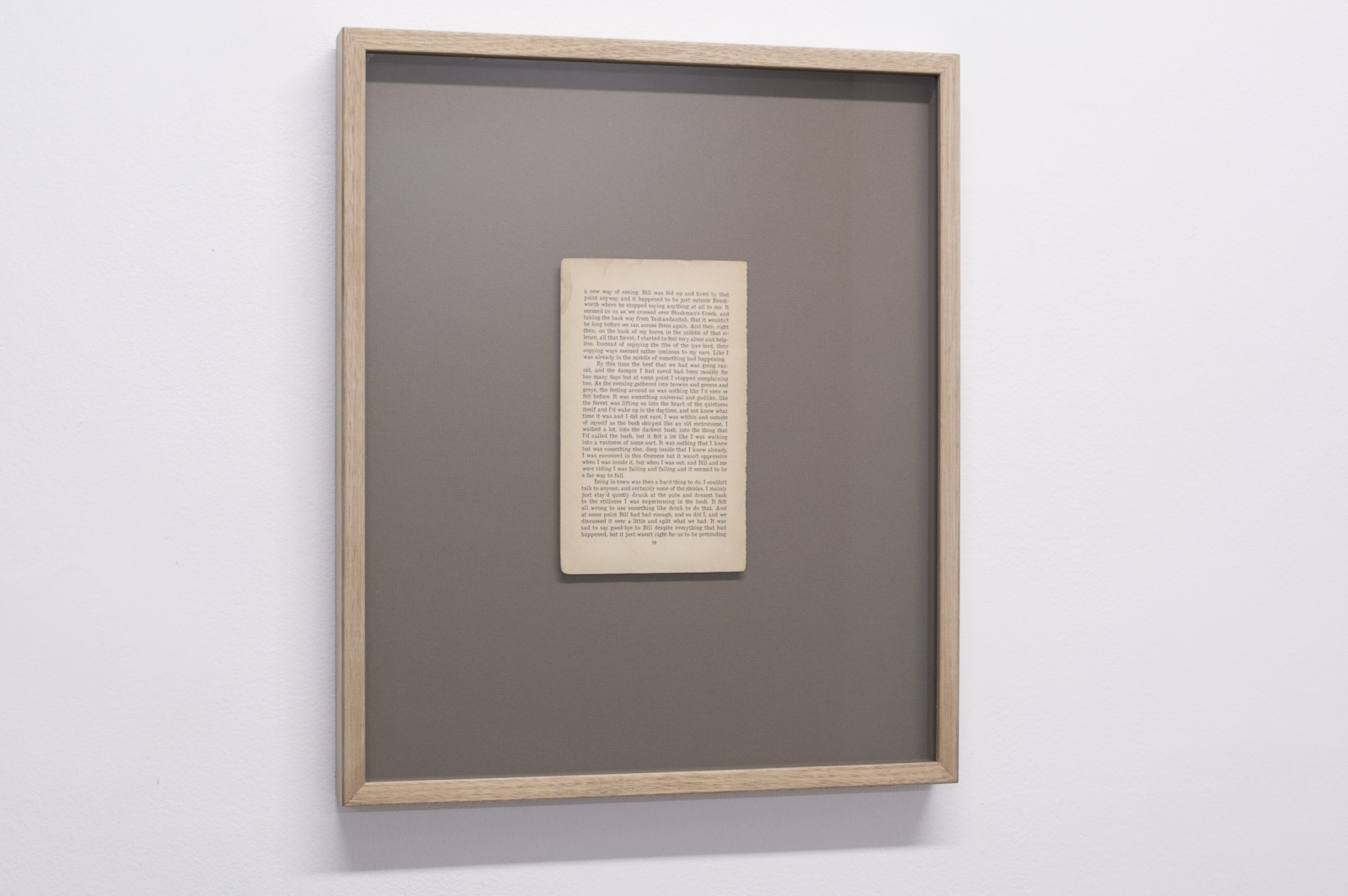Framed fictional journal text on reclaimed paper