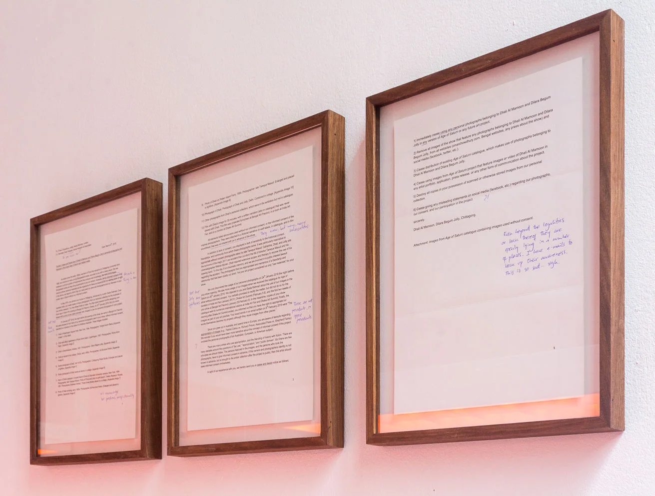 Cease and desist letter in three frames